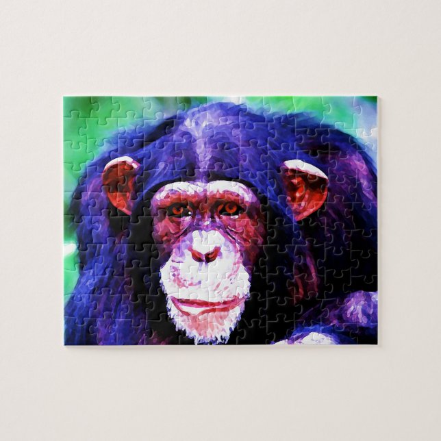 Chimpanzee - Animal Art İllustration Painting Jigsaw Puzzle (Horizontal)