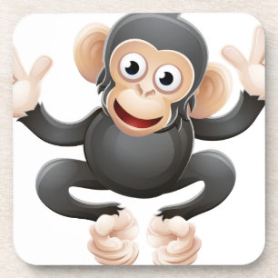 Chimpanzee Animal Cartoon Character Coaster