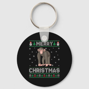 Chimpanzee Animal Men Women Kids Ugly Christmas Sw Key Ring