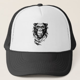 Chimpanzee Ape Wild Animal Nature Illustration Art Trucker Hat