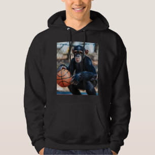 Chimpanzee Basketball Monkey Funny Graphic Hoodie
