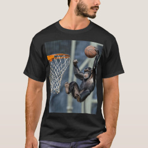 Chimpanzee Basketball Monkey Funny Graphic T-Shirt