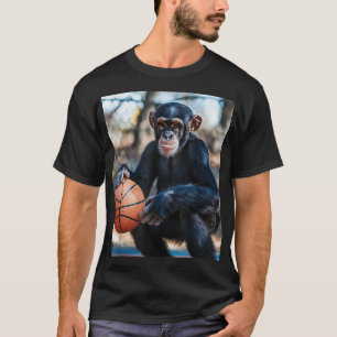 Chimpanzee Basketball Monkey Funny Graphic T-Shirt