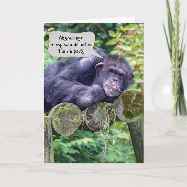 Chimpanzee Birthday Humour Card (Front)