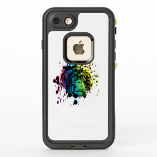 Chimpanzee Black Line Drawing Over Rainbow