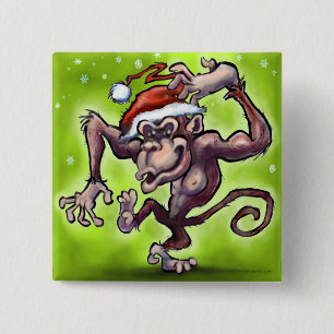 Chimpanzee Christmas 15 Cm Square Badge
