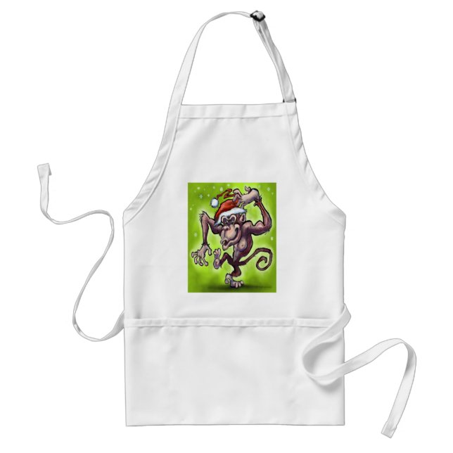 Chimpanzee Christmas Standard Apron (Front)