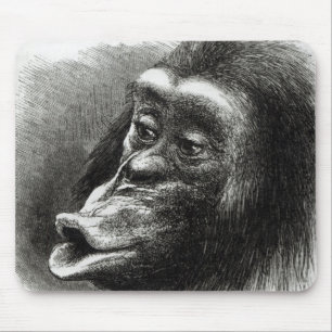 Chimpanzee Disappointed and Sulky Mouse Pad