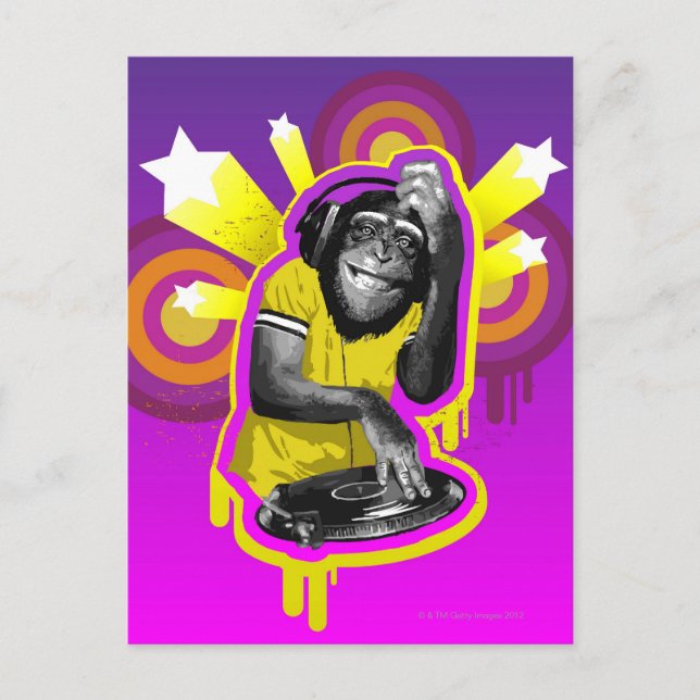 Chimpanzee DJ Postcard (Front)