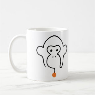 Chimpanzee Face One Line Art with Orange Ball Coffee Mug