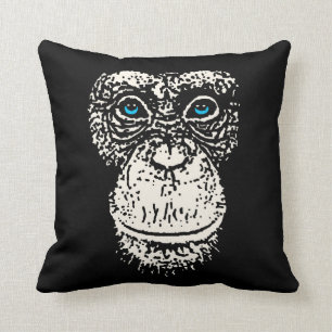 Chimpanzee Face with Blue Eyes Cushion