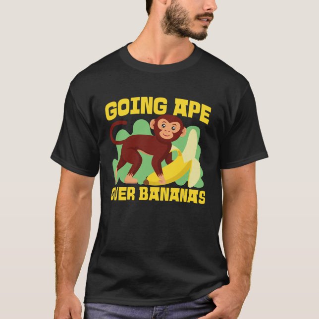 Chimpanzee Going Ape Over Bananas T-Shirt (Front)