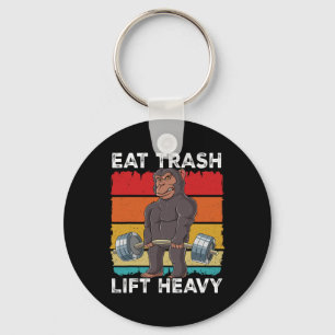 Chimpanzee Gym Weight Training Eat Trash Lift Heav Key Ring