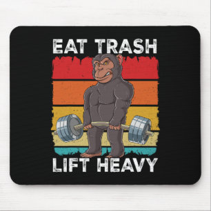 Chimpanzee Gym Weight Training Eat Trash Lift Heav Mouse Pad