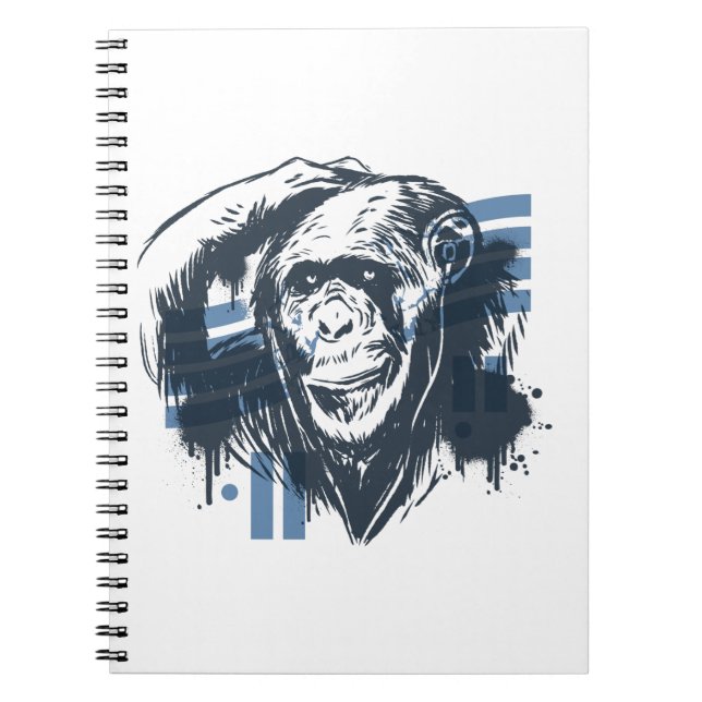 Chimpanzee Hand Drawn Design Notebook (Front)
