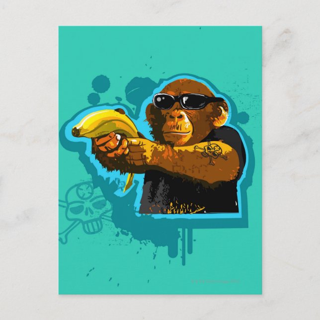 Chimpanzee Holding a Banana Postcard (Front)