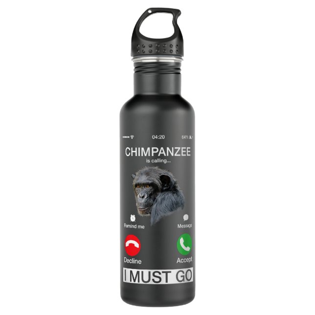 Chimpanzee Is Calling Art Monkey Chimp Ape Animal  710 Ml Water Bottle (Front)