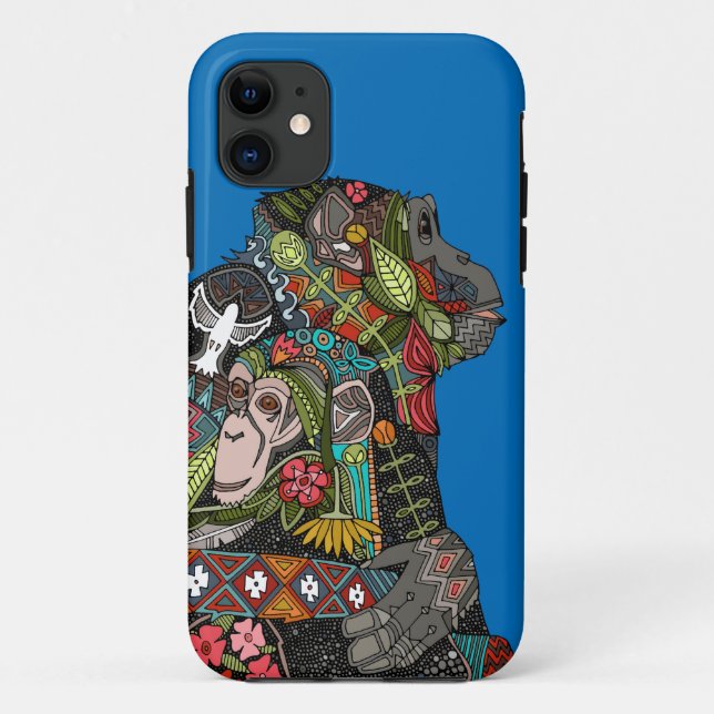 chimpanzee love blue Case-Mate iPhone case (Back)