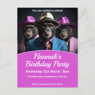 Chimpanzee Mob Invitation Postcard
