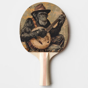 CHIMPANZEE MONKEY BANJO PING PONG PADDLE