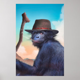 CHIMPANZEE MONKEY CHIMPIANNA JONES POSTER