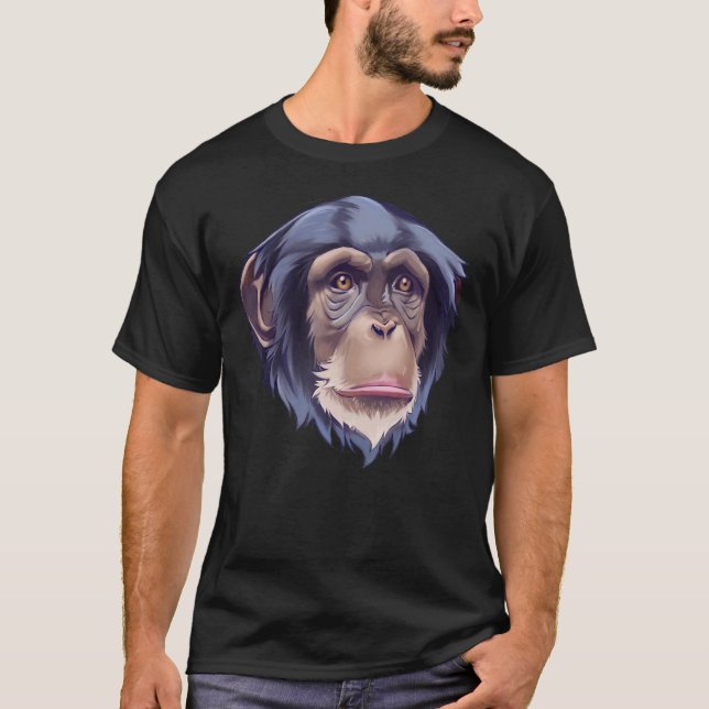 Chimpanzee Monkey Face Primate Monkey Trainer Anim T-Shirt (Front)