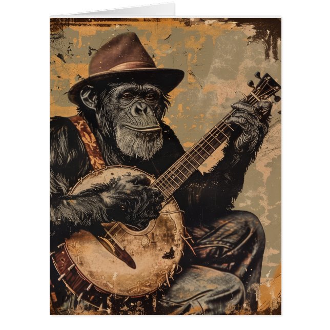 CHIMPANZEE MONKEY FUNNY BIRTHDAY GREETING CARD (Front)
