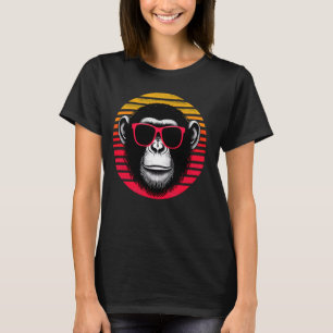 Chimpanzee Monkey Retro Vintage Sunset Animal Sung T-Shirt