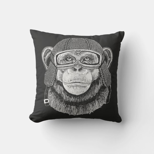 Chimpanzee Motorcycle Rider Cushion (Front)
