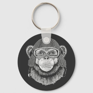 Chimpanzee Motorcycle Rider Key Ring