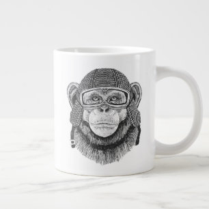 Chimpanzee Motorcycle Rider Large Coffee Mug