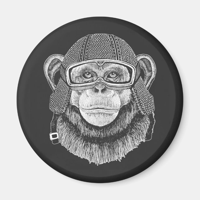 Chimpanzee Motorcycle Rider Magnet (Front)