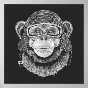 Chimpanzee Motorcycle Rider Poster