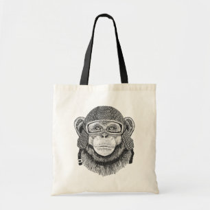 Chimpanzee Motorcycle Rider Tote Bag