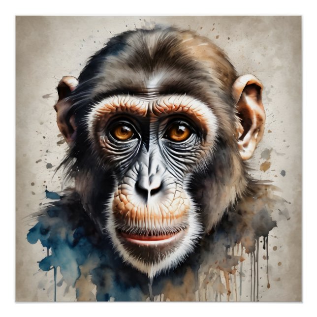 Chimpanzee no 4 Glossy Poster (Front)