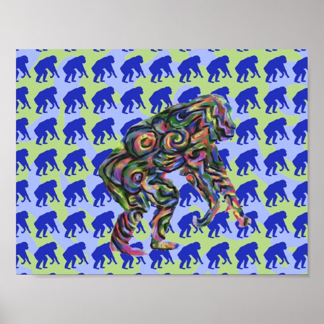Chimpanzee Pattern Art Poster (Front)