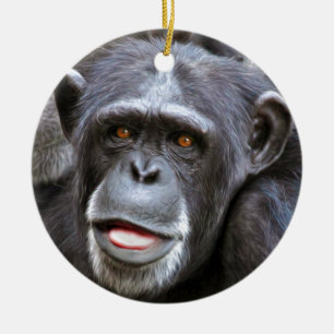 Chimpanzee Photo Ceramic Tree Decoration