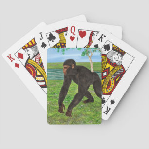 Chimpanzee Playing Cards