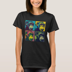 Chimpanzee Pop Illustration Colorful Animal Women T-Shirt