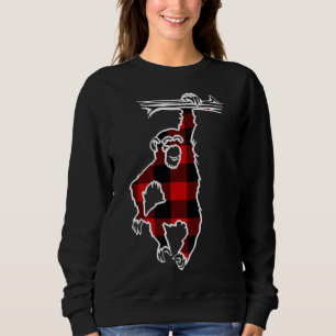 Chimpanzee Red Buffalo Plaid Monkey Matching PJ Fa Sweatshirt