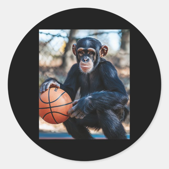 Chimpanzee Sketll Monkey Funny Graphic 1  Classic Round Sticker (Front)