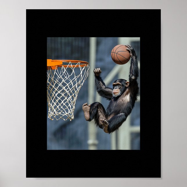 Chimpanzee Sketll Monkey Funny Graphic  Poster (Front)