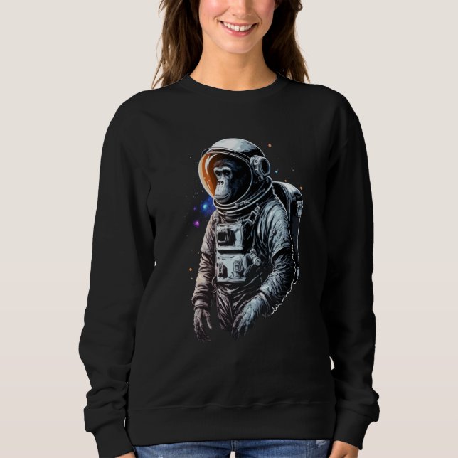 Chimpanzee Space Astronaut Travel Monkey Vintage   Sweatshirt (Front)