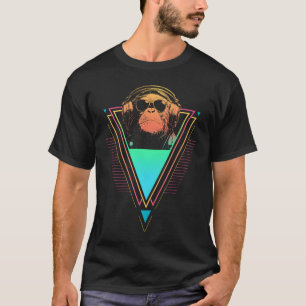 Chimpanzee Vaporwave Synthwave 90s 80s Sunset funn T-Shirt