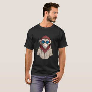 Chimpanzee Wearing Hoodie Funny Cool Animal Vector T-Shirt