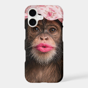 Chimpanzee Wearing Pink Lipstick