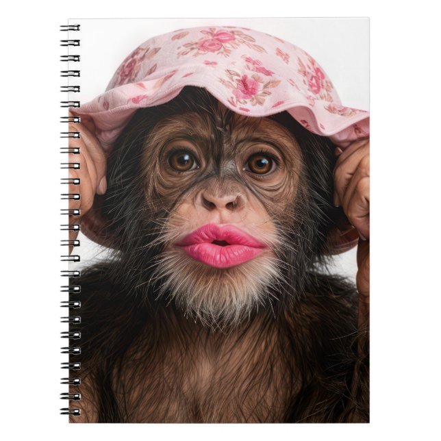 Chimpanzee Wearing Pink Lipstick Notebook (Front)