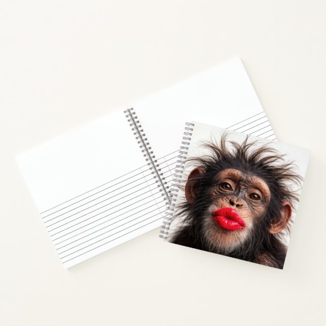 Chimpanzee Wearing Red Lipstick Notebook (Inside)