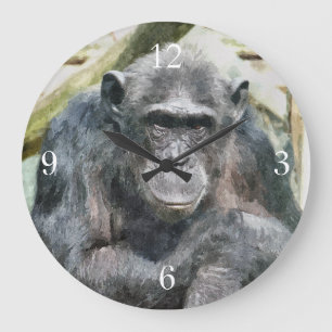 CHIMPANZEES LARGE CLOCK