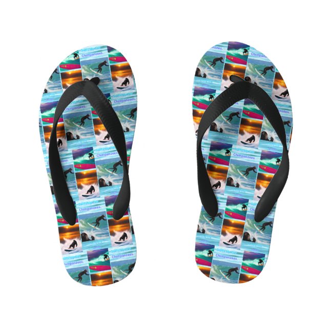 Chimpanzees Surfing Photo Collage, Flip Flops (Footbed)